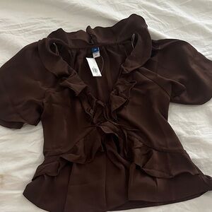 *NWT* Chocolate Ruffled Blouse